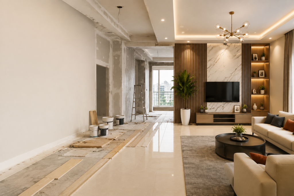 Modern Living Room Under Renovation