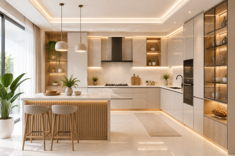 Bright Modern Kitchen with Warm Accents