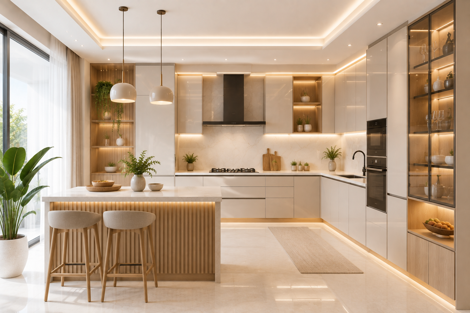 Bright Modern Kitchen with Warm Accents