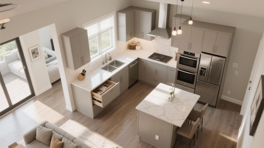 L-Shaped Kitchen with Island