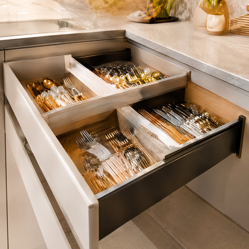 Luxurious Mixed-Metal Cutlery Drawer