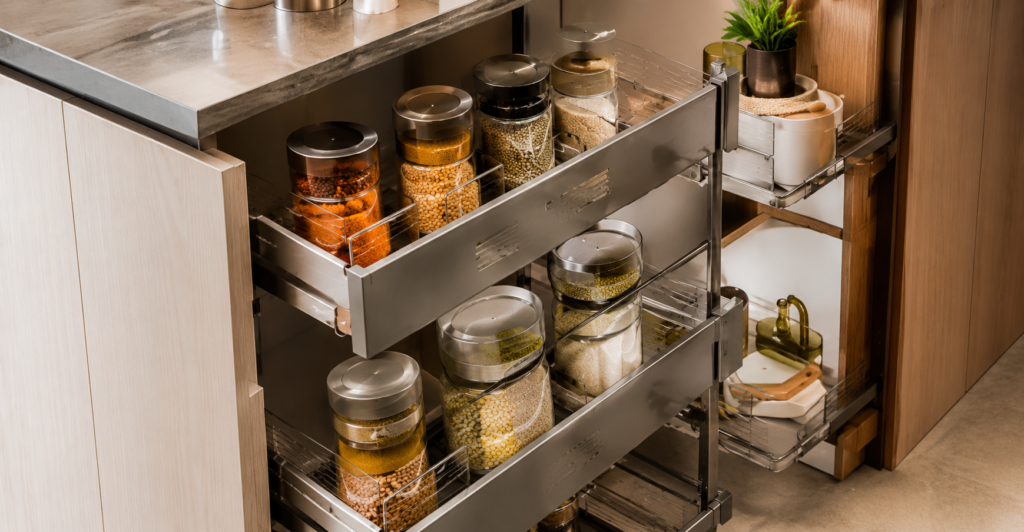 Modern Pull-Out Pantry Organization