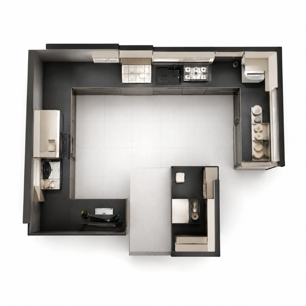 Modern U-Shaped Kitchen Plan