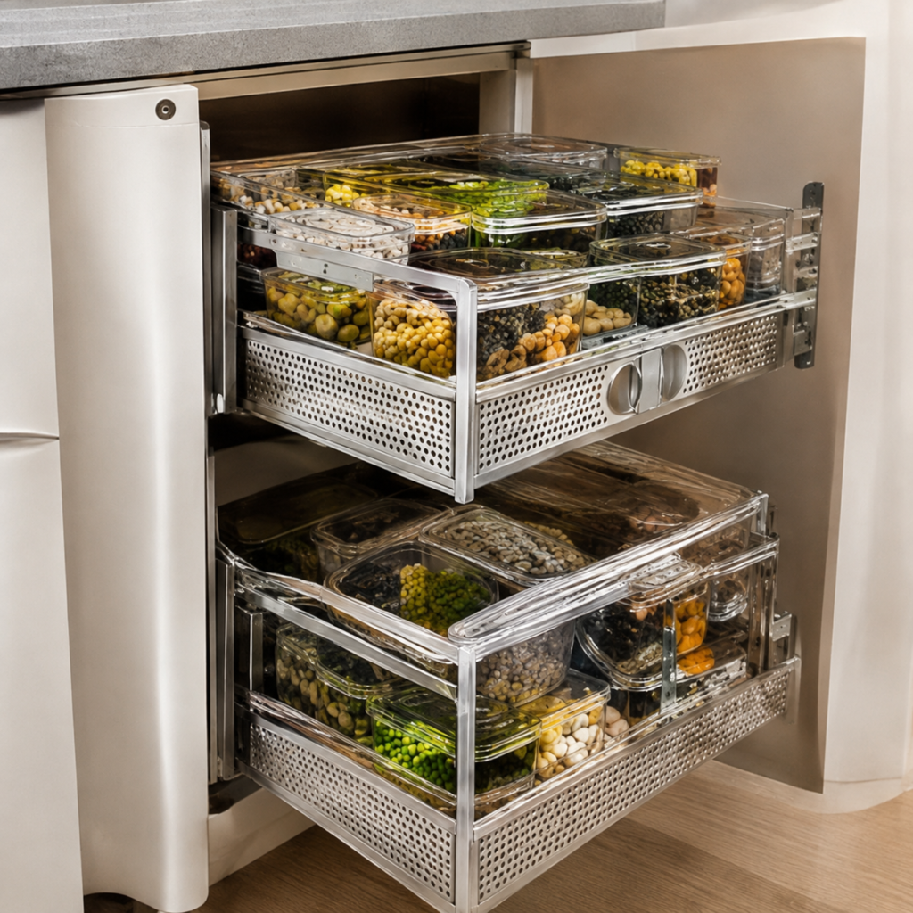 Organized Pull-Out Pantry Drawers