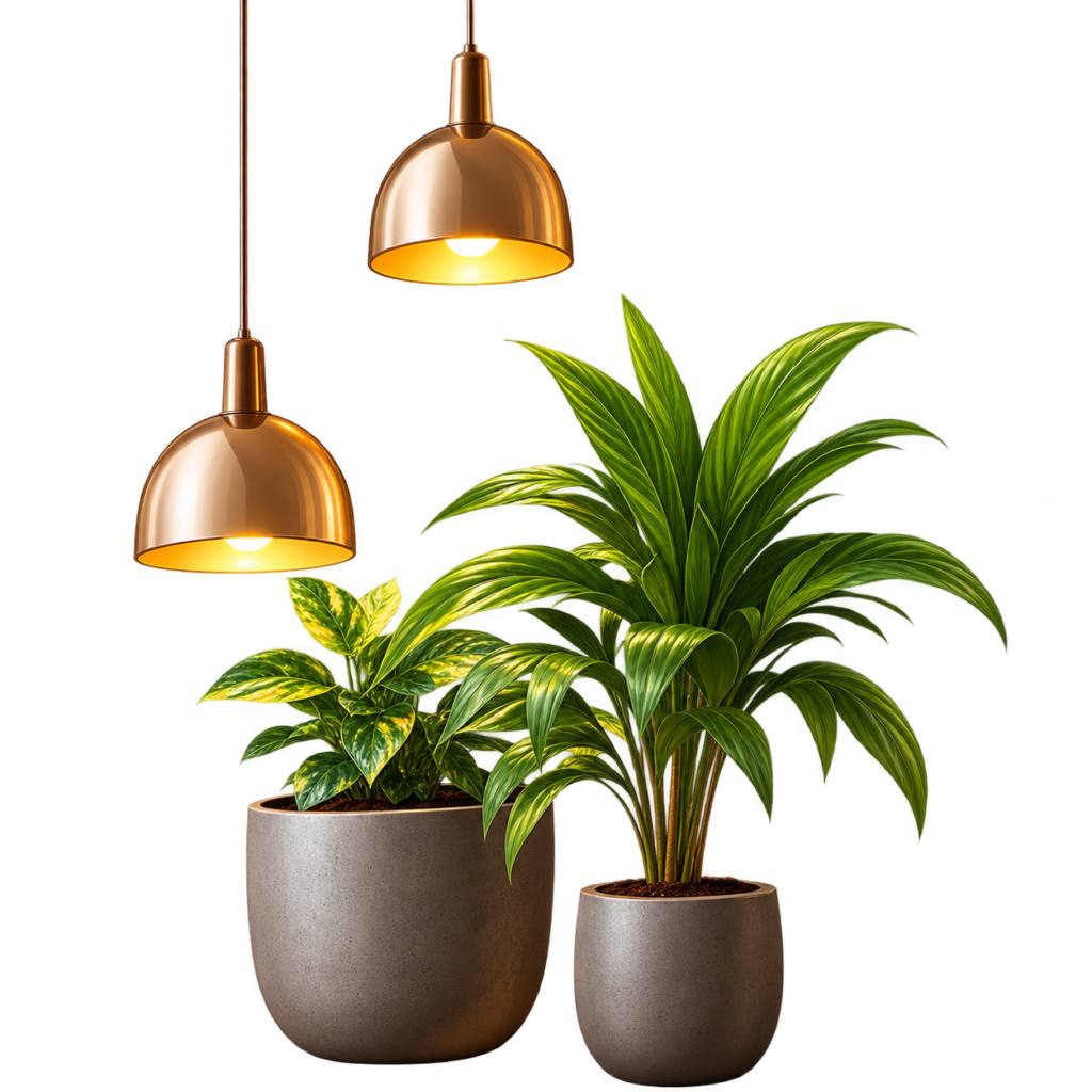 Pendant Lamps and Lush Potted Plants