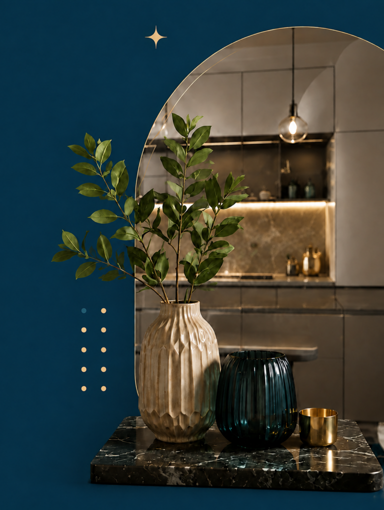 Teal Elegance with Botanical Accents