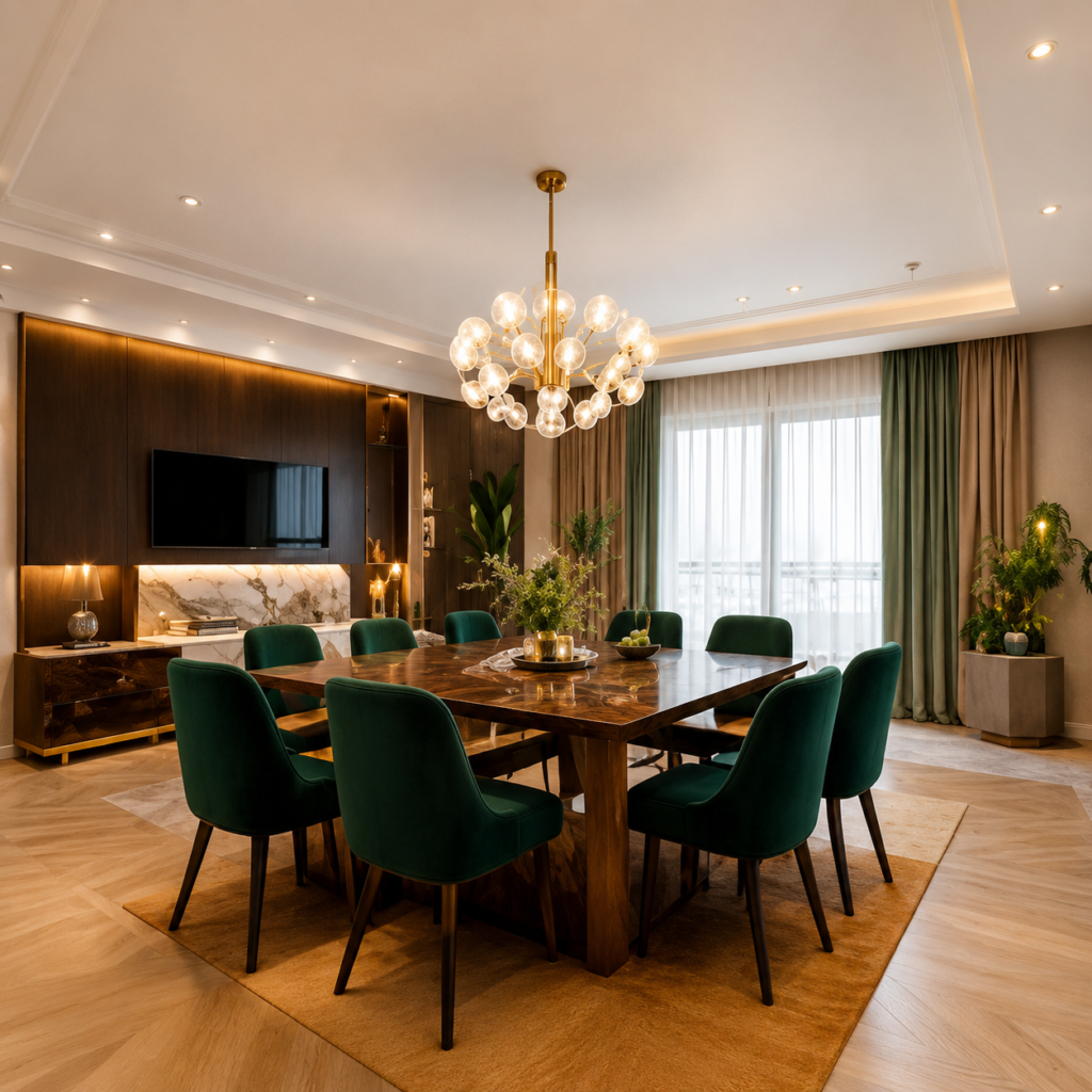 Warm Modern Dining Room Elegance